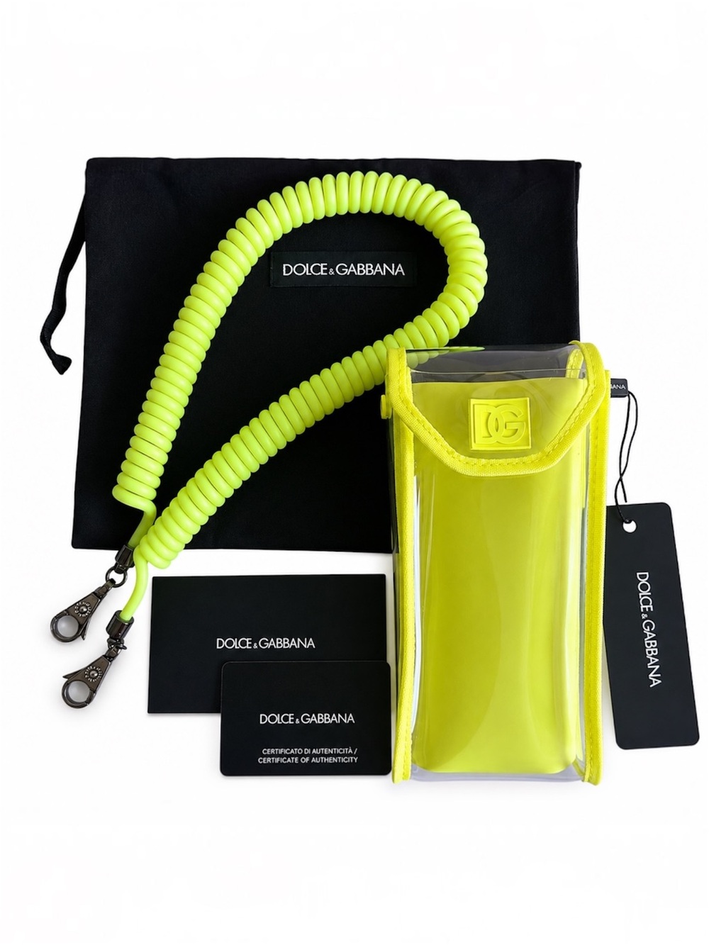 NWT Dolce & Gabbana DG Neon PVC Phone Pouch Crossbody Bag Auth